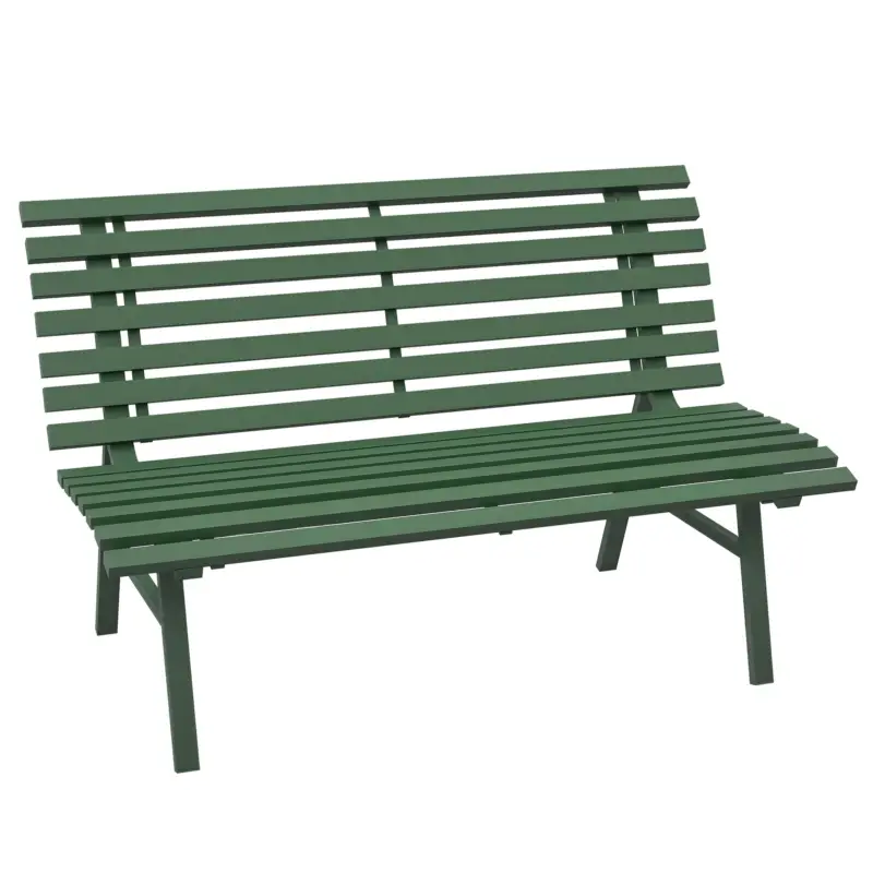 Outsunny Bancă pentru Grădină, Banca de Exterior pentru Terasă cu Șezut și Spătar cu Lamele, 123x67x79 cm, Verde Ieftin