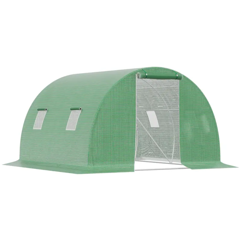 Outsunny Sera tunel de gradina cu protectie din PE, Usa cu incuietoare si 4 ferestre, verde Calitate înaltă