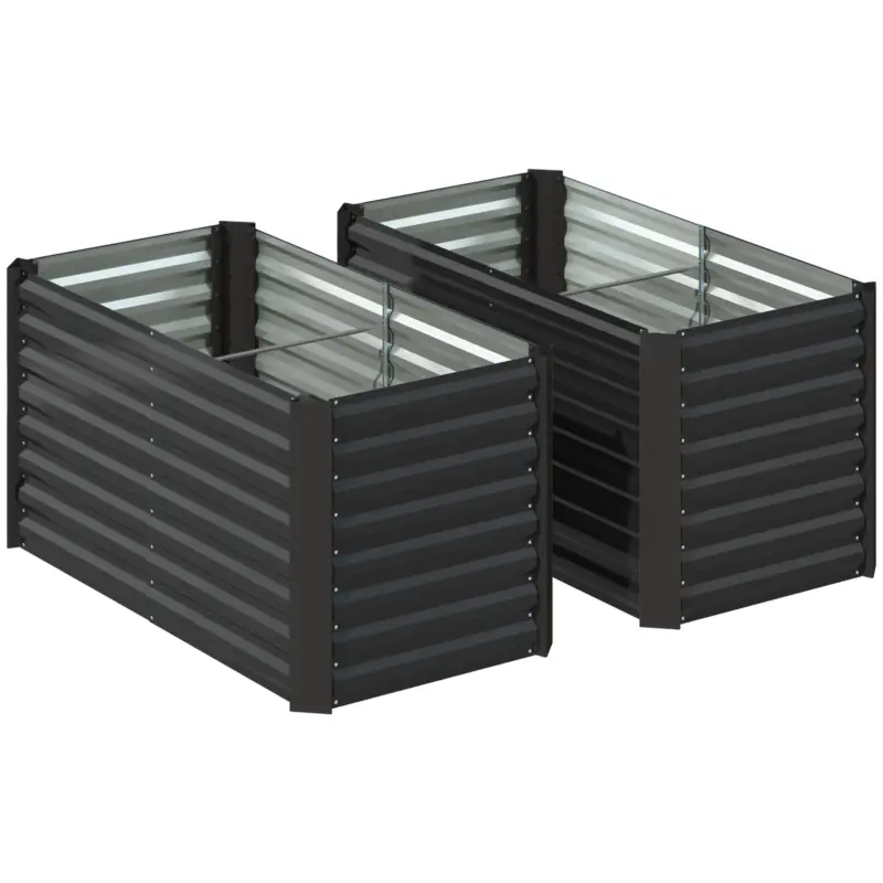 Reducere de preț Outsunny Set 2 Jardiniere Gradina inaltate 120×60×60 cm – Otel Galvanizat