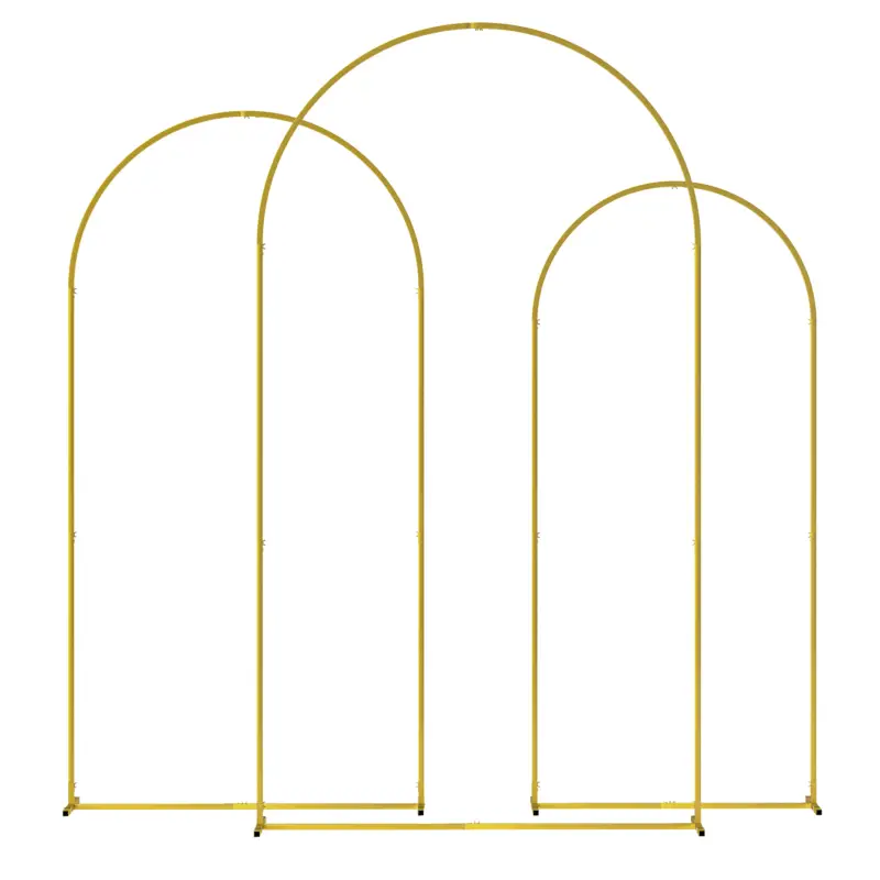 Outsunny Set de 3 Arcade de Grădină pentru Nunți, 120x40x220 cm, Auriu Reducere specială