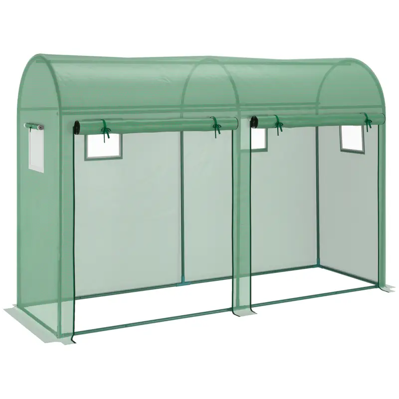 Transport gratuit Outsunny Sera Tunel cu 2 Usi si 4 Ferestre, Cadru din Otel, Acoperire din PE, Verde, 300x100x200 cm