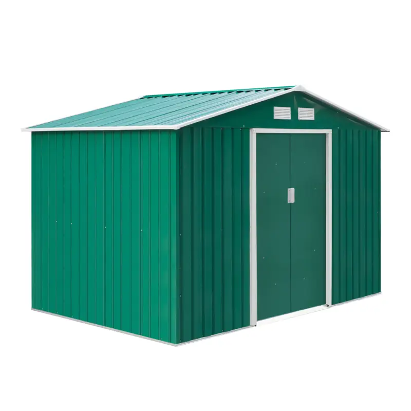 Outsunny Căsuță pentru unelte de grădină din metal, Magazie depozitare scule grădină, verde, 277×191×192 cm Noutate