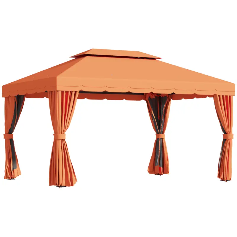 OutSunny Pavilion Luxury Cort de Gradina cu baldachin impermeabil, 3x4m Portocaliu Ofertă specială