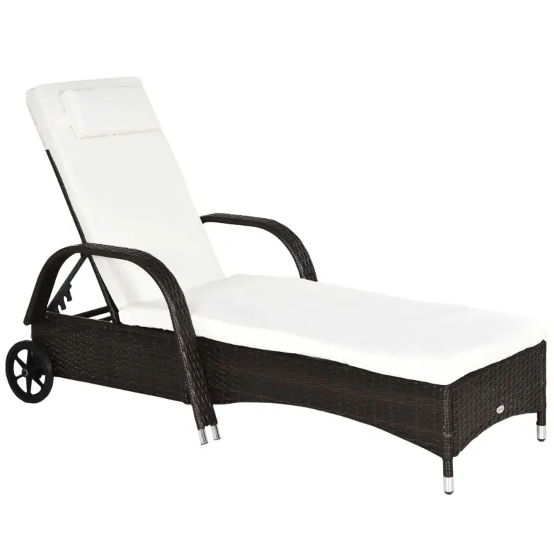 Outsunny Sezlong Scaun Relax in Rattan, Maro Calitate înaltă