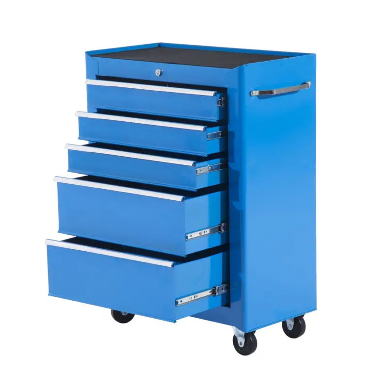 Doar azi HOMCOM carucior scule cu sertare, 61.5x33x82.5cm, albastru