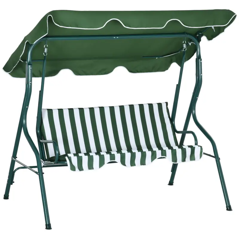 Ofertă exclusivă Outsunny Balansoar cu 3 Locuri cu Acoperis Reglabil si Perne Tapitate, Leagan de Gradina din Otel si Poliester, 170x110x153 cm