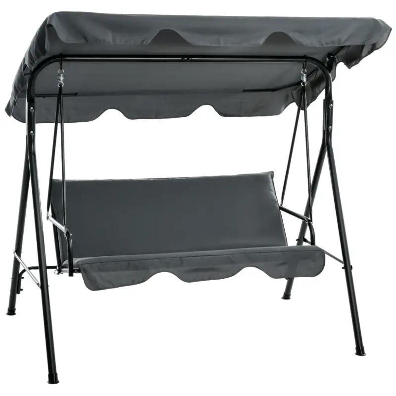 Outsunny Leagăn de Grădină cu 3 Locuri cu Copertină și Cadru din Oțel și Poliester, 172x110x153 cm, Gri Livrare gratuită