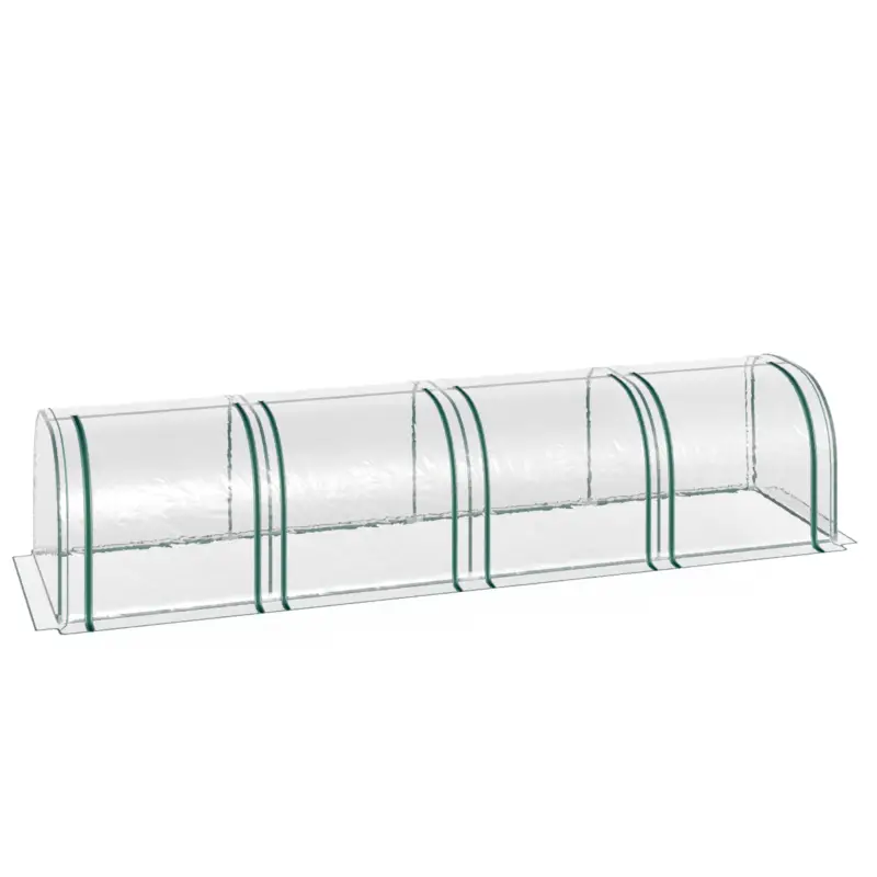 Outsunny Seră Tip Tunel pentru Grădină din Oțel și Folie PVC Impermeabilă, Protecție Anti-UV, 4 Uși cu Fermoar pentru Ventilație, 395x100x80 cm, Verde Închis Livrare rapidă