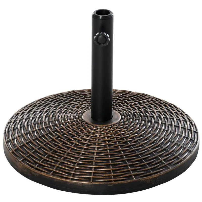 Ofertă limitată Outsunny Baza Rotunda pentru Umbrela de Soare din Plastic cu Efect de Ratan 25 kg pentru Stalpi de 35 mm, 38 mm, 48 mm