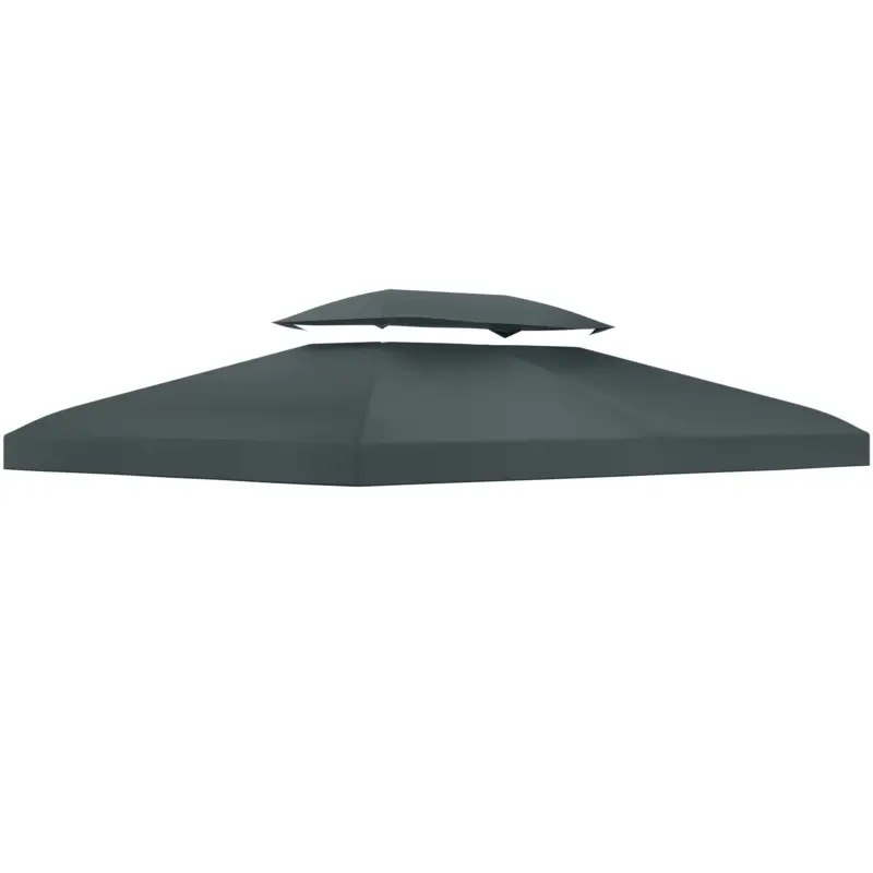 Outsunny Acoperire pentru Gazebo 4x3 m cu 2 Niveluri din Poliester cu Curele și 10 Orificii de Drenaj, Gri Antracit Ofertă limitată