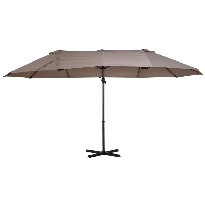 Outsunny Umbrela Dubla din Poliester Anti-UV Impermeabila, Maro 270x460x250cm Plată securizată