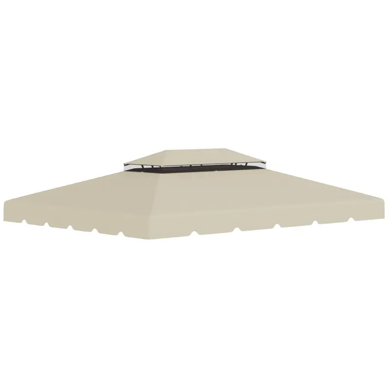 Outsunny Copertina de schimb pentru foisor de gradina cu acoperis cu 2 niveluri, capac din poliester pentru foisor de 3x4m, bej Cumpărături sigure