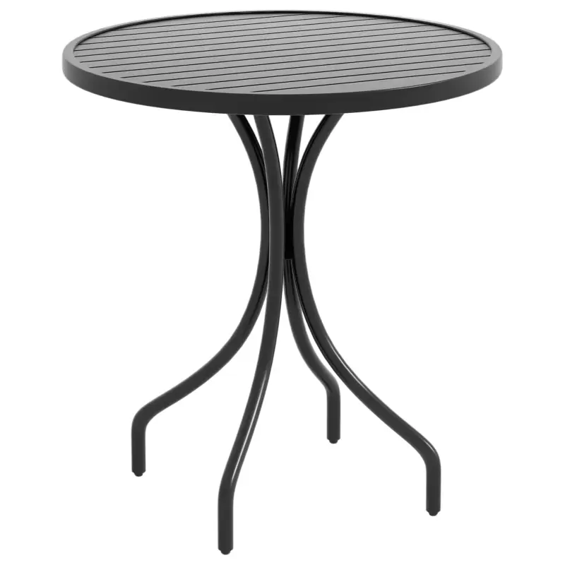 Cel mai vândut Outsunny Masă de Grădină Rotundă cu Blat din Oțel, Ø66x71.5cm, Negru