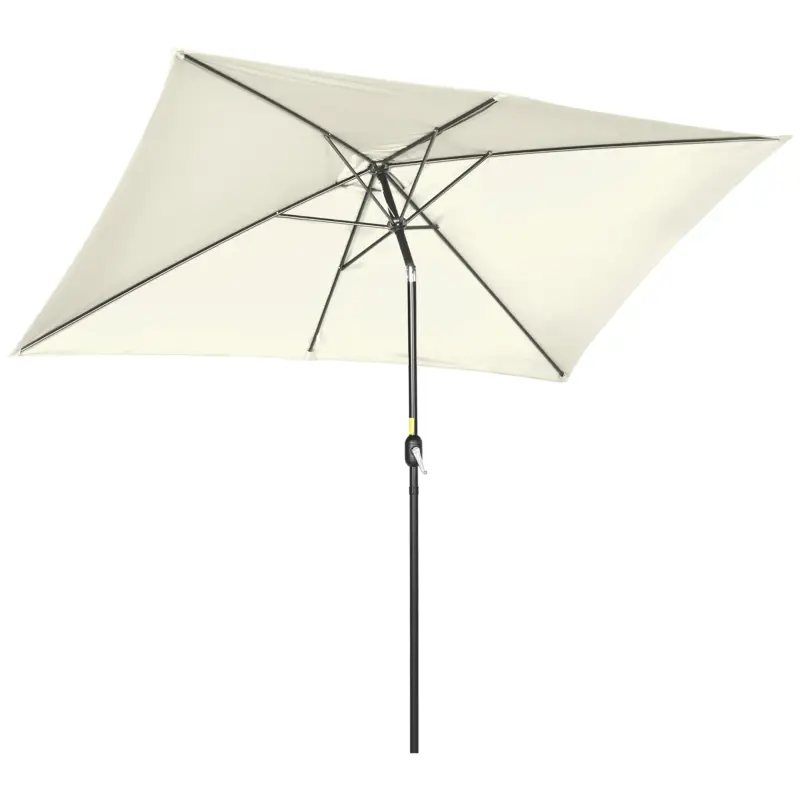 Outsunny Umbrelă de grădină dreptunghiulară 2x3 m, din aluminiu, metal și poliester, cu unghi reglabil, alb crem și negru Mai ieftin