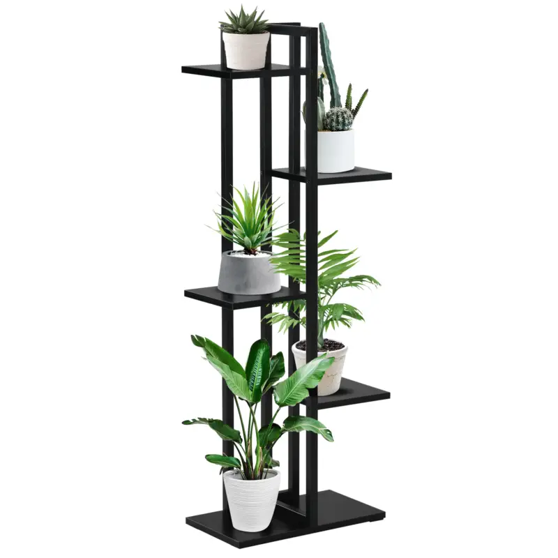 Preferatul clienților Outsunny Suport pentru Plante cu 5 Niveluri, Raft de Colt pentru Plante, Suport pentru Ghiveci, Organizator Decorativ