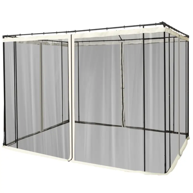 Ieftin Outsunny Plasa de Tantari pentru Corturi cu Perdele de Rezerva Universale cu Balamale, 302x207cm - Negru / Bej