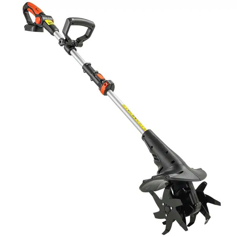 Retur gratuit Outsunny Motosapă Fără Fir 18V, Lățime de Lucru 20cm, Adâncime 18cm, 4 Lame, Mâner Reglabil, pentru Grădină și Terenuri, Bateria și Încărcătorul Nu Sunt Incluse
