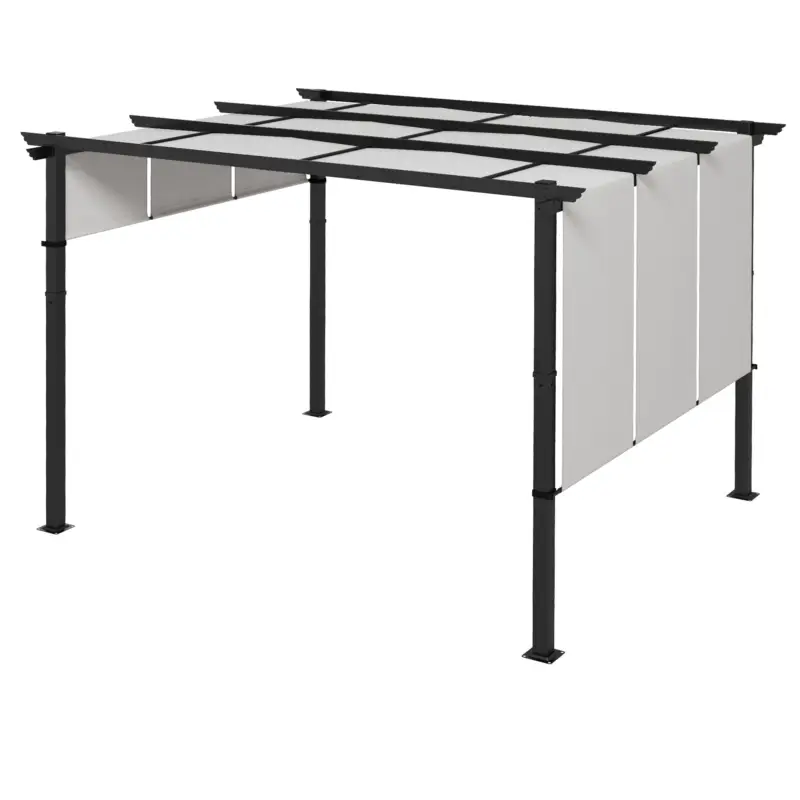 Ofertă limitată Outsunny Pergolă Gazebo 3x3.5 m cu 3 Acoperișuri Reglabile, din Oțel și Poliester Anti-UV, Gri Deschis