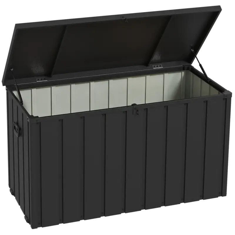 Outsunny Cutie de depozitare pentru exterior cu roti, Gri inchis Lichidare de stoc