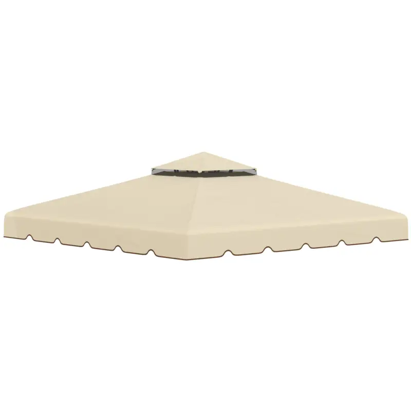 Lichidare de stoc Outsunny Copertina de schimb pentru foisor de gradina cu acoperis cu 2 niveluri, capac din poliester pentru foisor de 3x3m, bej