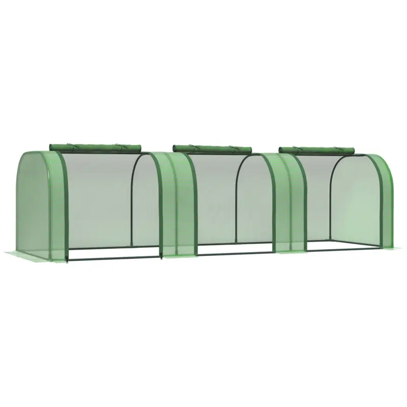Outsunny Sera de Gradina tip Tunel din Otel si Plastic PP cu Usi care se Ruleaza 295x100x80 cm, Verde Disponibil imediat