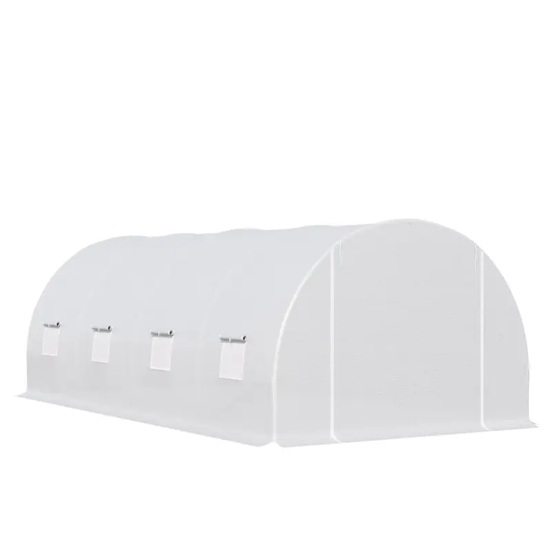 Ultima șansă Outsunny Tunnel Sera de gradina pentru plante din PE cu tevi metalice 6x3x2m Alb