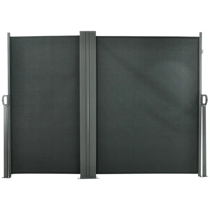 Outsunny Prelată Laterală Retractabilă cu Mâner, Separator Grădină din Metal și Poliester 180 g/m², Anti UV, pentru Intimitate în Exterior, pentru Balcon sau Grădină, 600x180 cm, Gri Ofertă de sezon