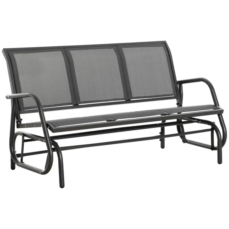 Outsunny Banca Balansoar de Gradina cu 3 Locuri din Metal si tesatura Tip Plasa Respirabila, 147x70x85 cm, Gri Super ofertă