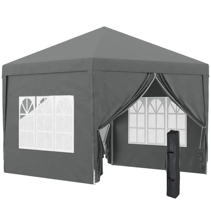 Outsunny Pavilion de Exterior 3x3 m Pliabil cu 4 Panouri Laterale, din Oțel și Material Oxford Gri Retur gratuit