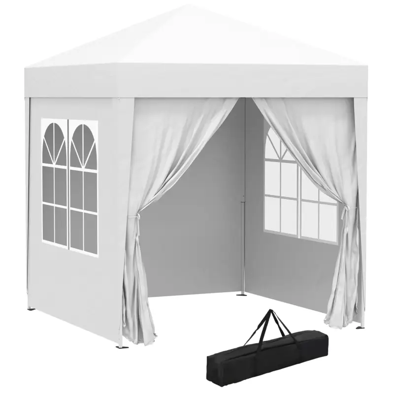 Outsunny Foisor Pliabil 2x2 m con 4 Pereti Detasabili, Foisor de Gradina cu Sac pentru Transport din Poliester si Otel, Alb Nu rata