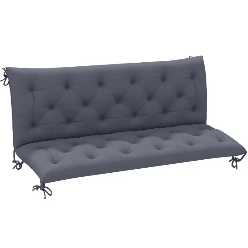 Outsunny Pernă de Grădină Modernă pentru Locuri de Ședere Exterioare cu 6 Curele, Pernă Exterioară Umplută cu Bumbac și Poliester, pentru Canapele, Balansoare, Bănci, 150x98x8 cm, Gri Închis Disponibil imediat
