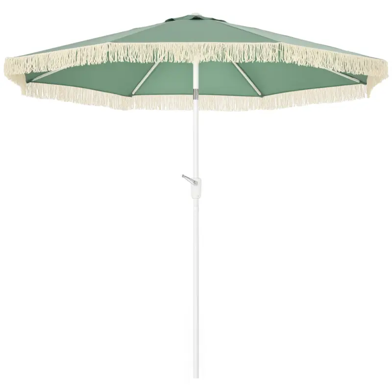 Cumpără online Outsunny Umbrelă de Grădină cu Manivelă, înclinabilă, tijă din 2 secțiuni, poliester și metal, 2.6x2.4 m, verde