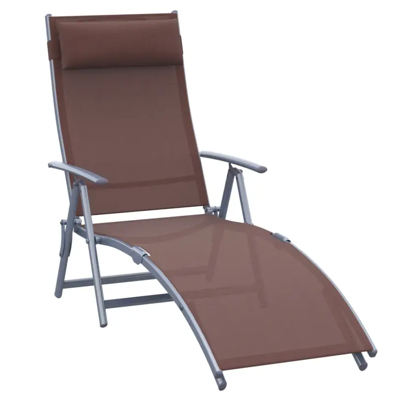 Super ofertă Outsunny Sezlong Relax Rabatabil Pliabil Schelet in Metal 137x63.5x100.5cm Maro
