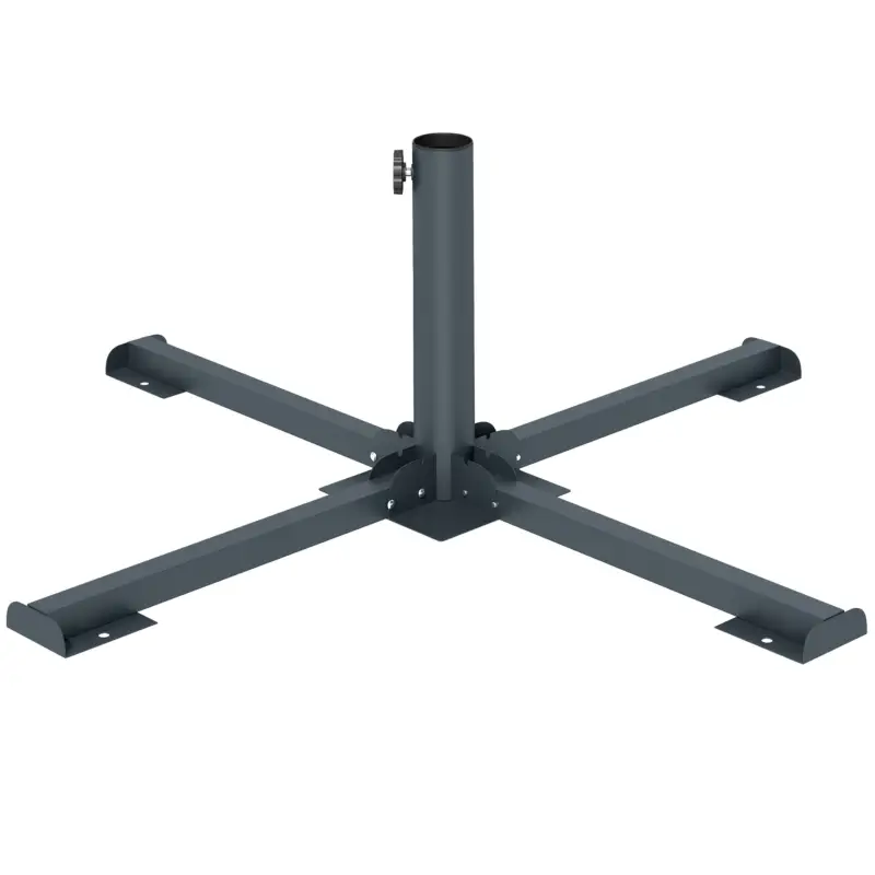 Outsunny Bază Pliabilă în Formă de Cruce pentru Umbrele de 38 mm și 48 mm, Suport Metalic Rezistent pentru Brazi de Crăciun, Umbrele de Grădină, Patio, Plajă, Gri Închis Lichidare de stoc