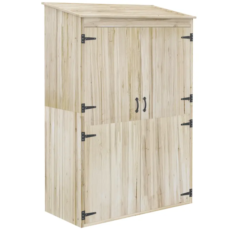Outsunny Magazina Gradina Lemn – Dulap cu Usi Duble pentru Unelte Plată securizată