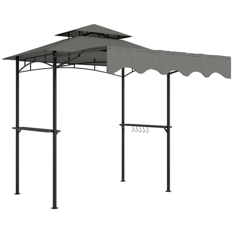 Outsunny Pavilion de grătar 242x149x248 cm rezistent la apă ignifug pavilion de grădină cu acoperiș cu dublu strat Gri Cel mai vândut