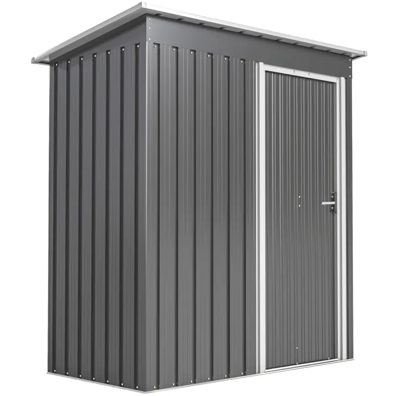 Noutate Outsunny Căsuță de Grădină Exterior 1,16 m² 163x89x182 cm din Metal cu Ușă Culisantă și Acoperiș Înclinat, Gri
