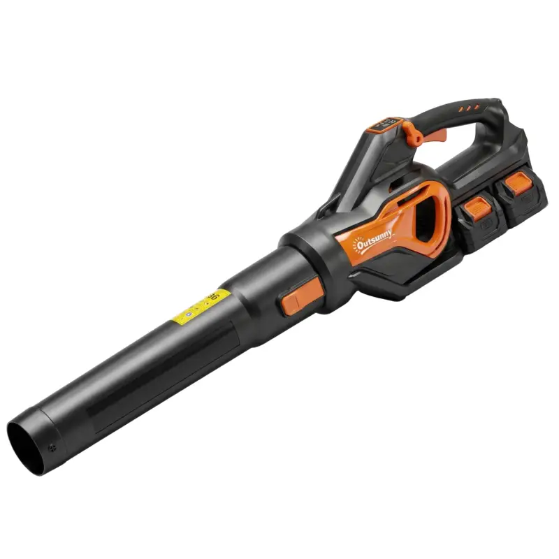 Outsunny Suflător de Frunze cu Baterie 20V, Motor Brushless 900W, 3 Niveluri de Viteză, Turbo Boost, Încărcător, Ușor, pentru Grădină, Frunze, Zăpadă, Praf Doar azi