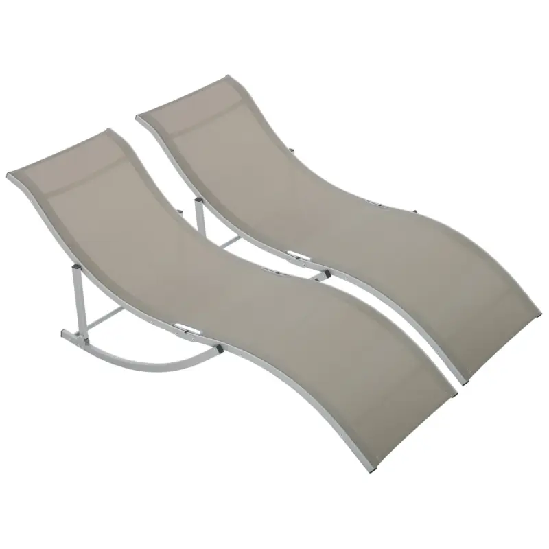 Livrare expres Outsunny Set 2 Sezlonguri de Gradina Pliabile, Sezlong pentru plaja din Aluminiu si Textilen, 61x165x63cm