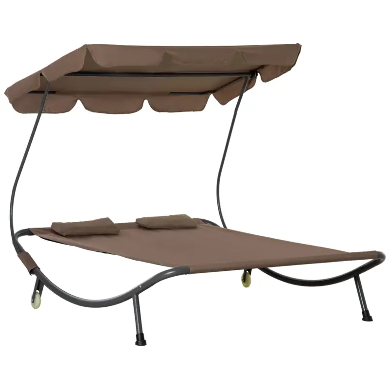 Outsunny Pat Matrimonial 2 Locuri Parasolar Reglabil de Exterior si Gradina 200x175 x134cm Maro Disponibil imediat