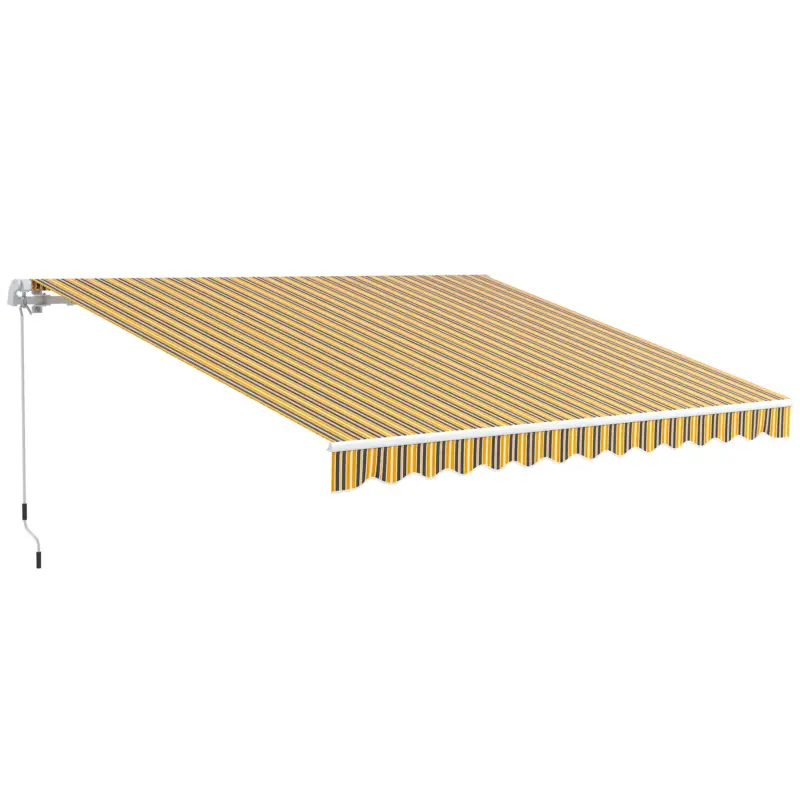 Doar azi Outsunny Copertină de Soare Retractabilă pentru Exterior cu Brațe și Deschidere Manuală, 350x250 cm, Galben