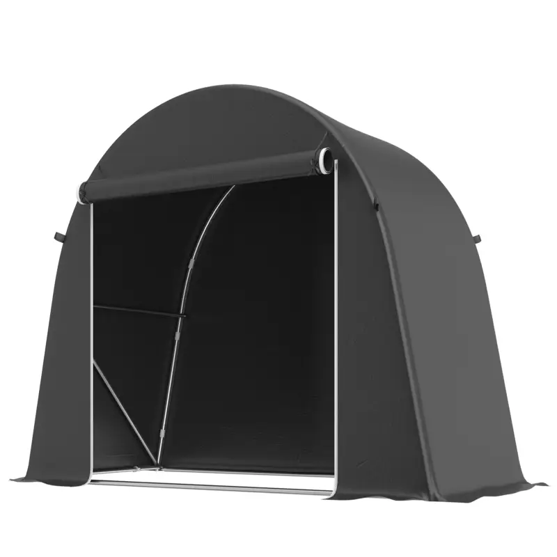 Outsunny Cort de grădină 2,45 x 1,2 m, Impermeabil, cu Ușă Rulabilă și Cadru din Oțel Zincat, Gri Închis Retur gratuit