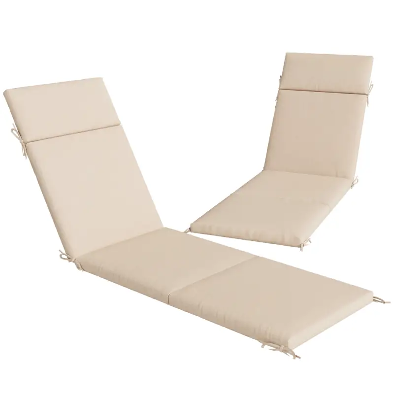 Outsunny Set de 2 perne pentru șezlong, pernă de soare cu 6 prinderi, rezistență UV, 183x53,5x6,5cm, crem Livrare gratuită
