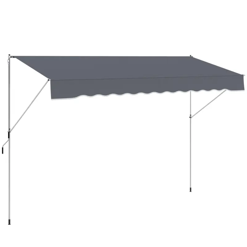 Outsunny Copertină de Soare cu Brațe Retractabilă cu Manivelă și Structură Telescopică, 4x1.2m, Gri Retur ușor