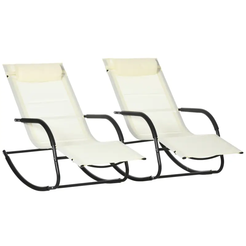 Outsunny Scaun Balansoar de Gradina din Otel cu Cotiere si Tetiera Detasabile, 67x144x87 cm, Gri si Bej Reducere de preț