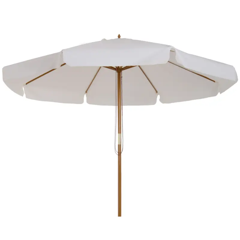 Outsunny Umbrelă de grădină cu acoperiș dublu, din lemn de bambus și poliester, Ø325x250 cm, crem Reducere de preț