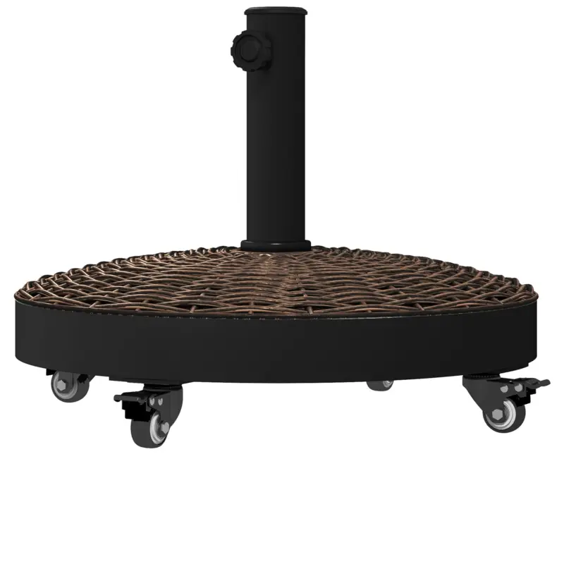 Outsunny Bază pentru Umbrelă de Grădină Rotundă cu 4 Roți și Frâne, din Oțel și Rășină, Ø52x41 cm, Bronz și Negru Ultima șansă