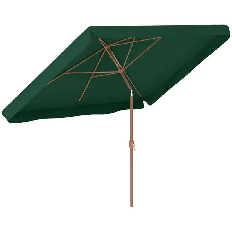 Outsunny Umbrelă de Grădină 2x3 m cu Deschidere cu Manivelă, Înclinabilă și Anti-UV 50+, Verde Cumpără online