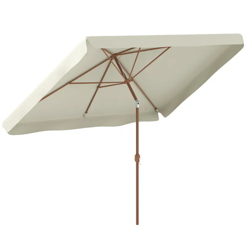 Outsunny Umbrelă de Grădină Dreptunghiulară 2x3 m cu Volănașe și Manivelă, din Metal și Poliester, Bej Discount