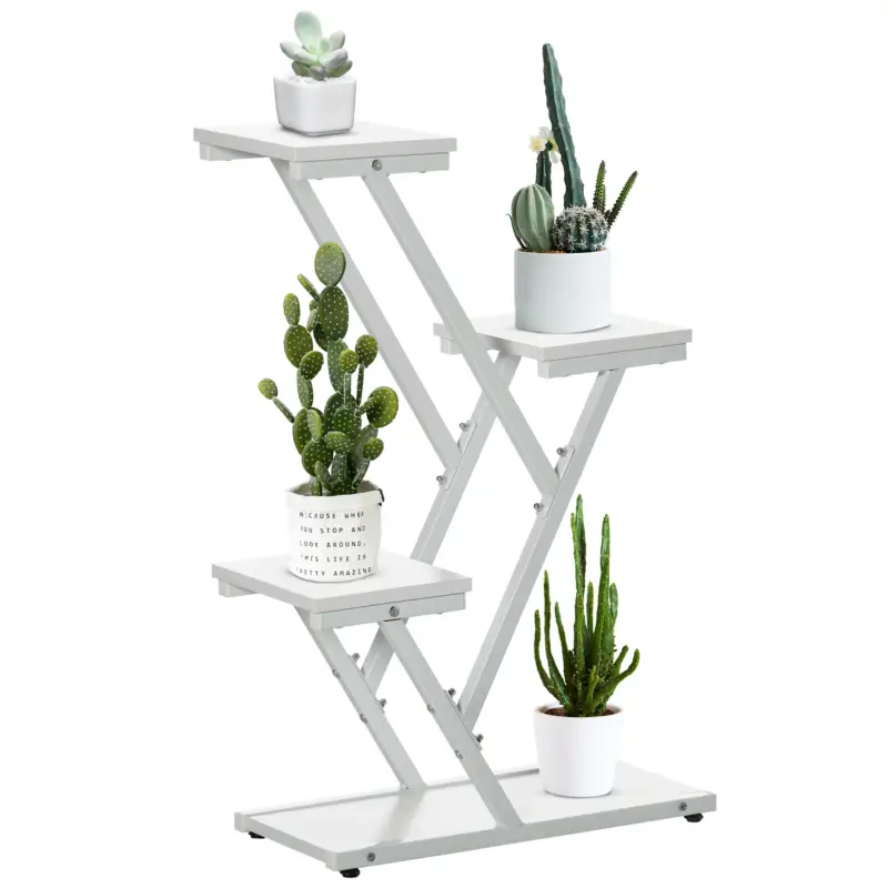 Outsunny Suport Ghivece Colt – Raft 4 Niveluri pentru Plante, Interior/Exterior Disponibil imediat